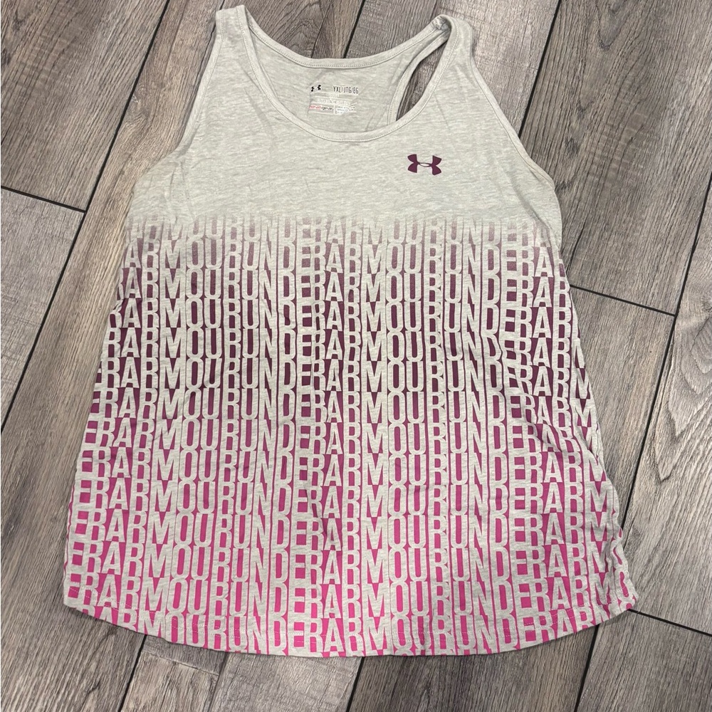 Under Armour Girls Gray and Pink Tank Top